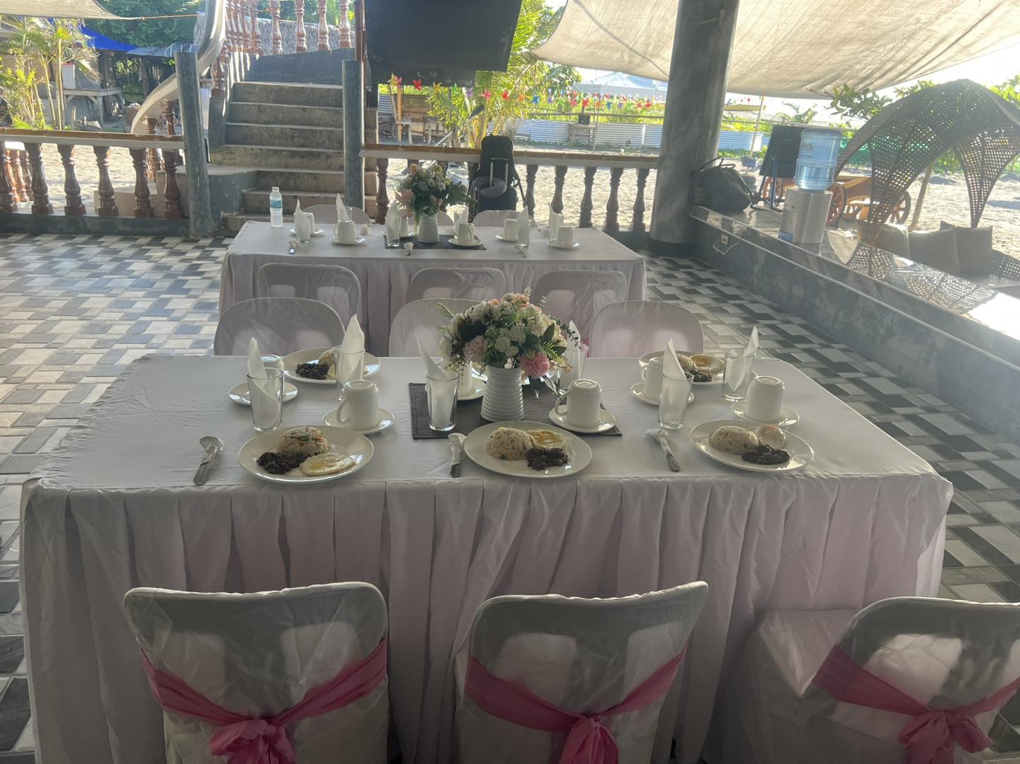 Prepared dining tables at Aloha Beach Resort